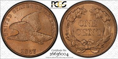 1857 1C Flying Eagle MS66