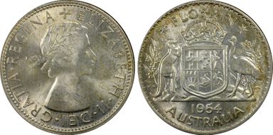 1954(m) Florin KM-54  Ag MS64