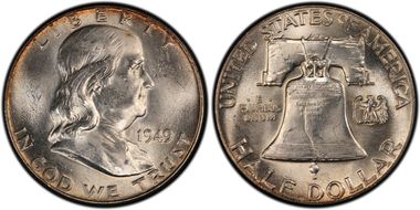 1949 50C Obv Die Clash, FS-402 MS63FBL