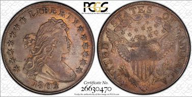 1802/1 $1 Wide Date XF45
