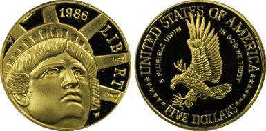 1986-W $5 Statue Of Liberty PR69DCAM