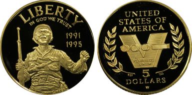 1991-95-W $5 World War II PR69DCAM