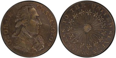 (1790s) AE Medal Washington-Success Large, Reeded Edge AU55