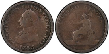 1783 Copper Washington & Independence Large Military Bust N1BN