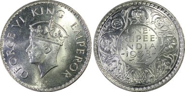 1938(B) Rupee SW-9.9 w/o Lotus Dot MS65