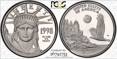 1998-W $10 Statue of Liberty PR70DCAM