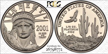 2001-W $25 Statue of Liberty PR70DCAM