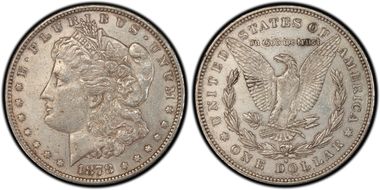 1878-S $1 VAM 57, Long Arrow Shaft AU53