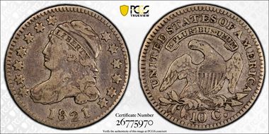 1821 10C Large Date VF20