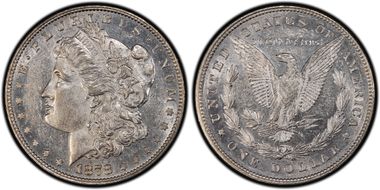 1878 8TF $1 VAM 9, First Die Pair AU55