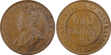 1922 1D English obverse MS62BN