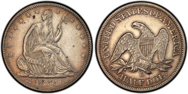 1855-O 50C WB-1 Arrows O/Horizontal O XF45