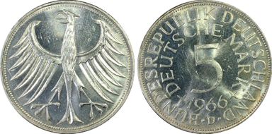 1966-D 5 Mk Regular Issue MS65