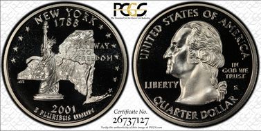 2001-S 25C New York PR70DCAM