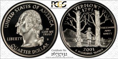 2001-S 25C Vermont PR70DCAM