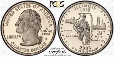 2003-S 25C Illinois PR70DCAM
