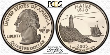 2003-S 25C Maine PR70DCAM