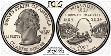 2003-S 25C Missouri PR70DCAM