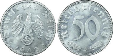 1943-B 50 Pfg J-372 MS65