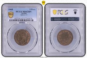 1868 5 Para KM-2 ↑↑ MS62BN