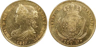1857 100 R 8 Pt. Star Barcelona AU58