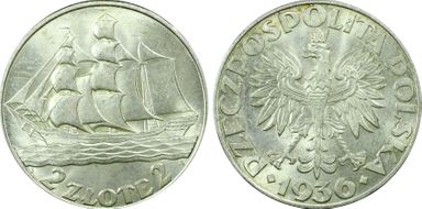 1936(w) 2 Zl Gdynia Seaport KM-30  Ag MS64