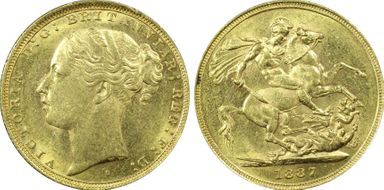 1887-S Sov S-3858E St. George AU58