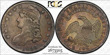 1834 50C O-105, Lg Date, Sm Letters XF45