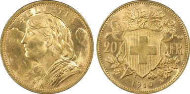 1910 B 20 Fr KM-35.1  Au MS66