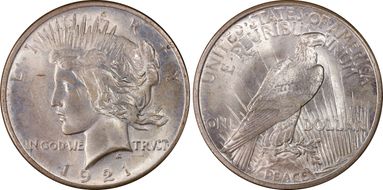 1921 $1 VAM 1F, Polishing Lines Peace MS64