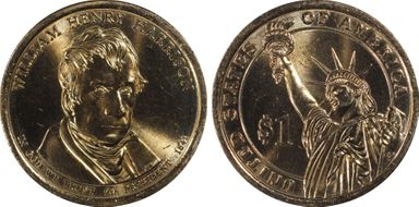 2009-D $1 Weak Edge Lettering W. H. Harrison - Position B MS64