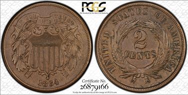 1864 2C FS-1901 Clash w/ Ind. 1C AU58BN