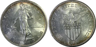 1908-S Peso KM-172  Ag MS62