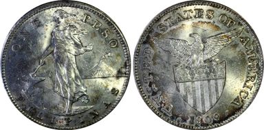 1909-S Peso KM-172  Ag MS62