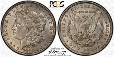 1880 $1 VAM 1A Knobbed 8 AU58