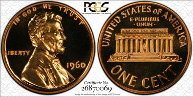 1960 1C Small/Large Date PR67CAM