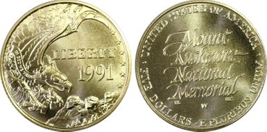 1991-W $5 Mount Rushmore MS69