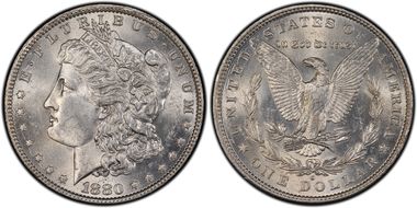 1880-O $1 VAM 55, Checkmark MS62