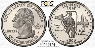 2003-S 25C Illinois Silver PR70DCAM