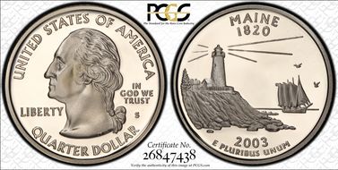 2003-S 25C Maine Silver PR70DCAM