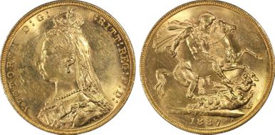 1887-M Sov S-3867B DISH M8 2nd Obv Angled J MS62+