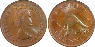 1956 Y. (p) 1D KM-56 MS65BN