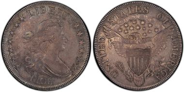 1806 50C Pointed 6, Stem AU50