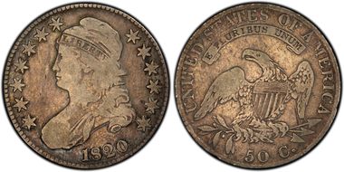 1820 50C O-107, No Serifs on Es VG8