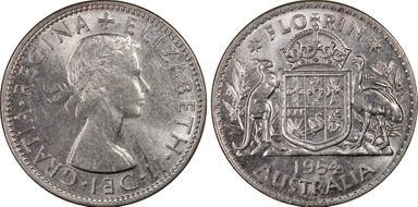 1954(m) Florin KM-54  Ag MS63