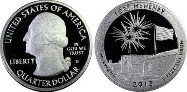 2013-S 25C Fort McHenry NP - Silver First Strike PR69DCAM