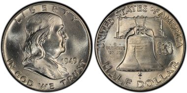 1949 50C Obv Die Clash FS-402 MS64FBL