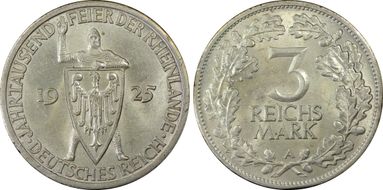 1925-A 3 Mk 1000 Years J-321 MS64