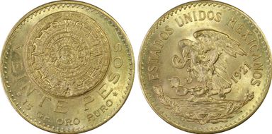 1921/10 20 Peso KM-478  Au MS64