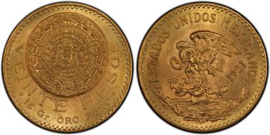 1921/10 20 Peso KM-478  Au MS64